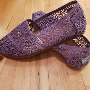 Purple Crochet Tom's Slip on Shoes